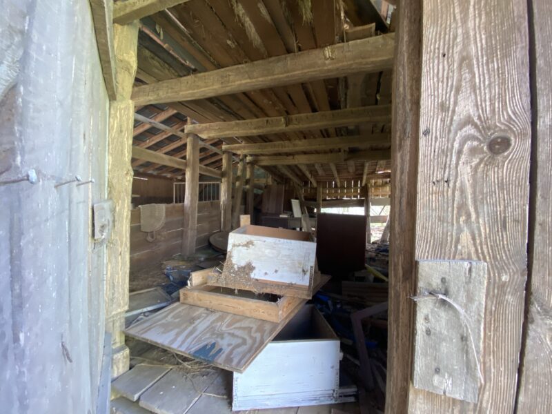 Old barn with great interior and exterior beams