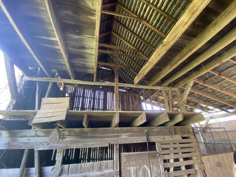 Old barn with great interior and exterior beams