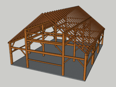 32' x 44' Reclaimed Hand Hewn Barn Frame