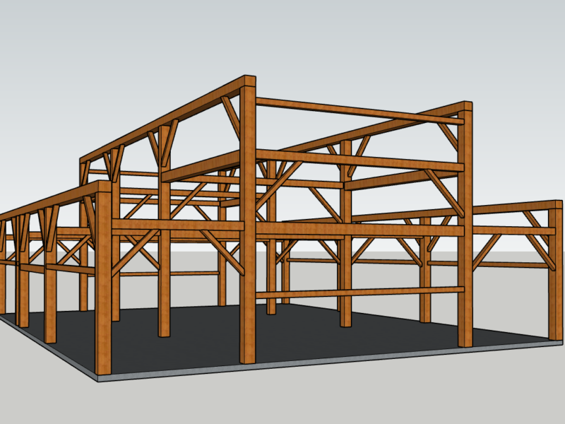 32' x 44' Reclaimed Hand Hewn Barn Frame