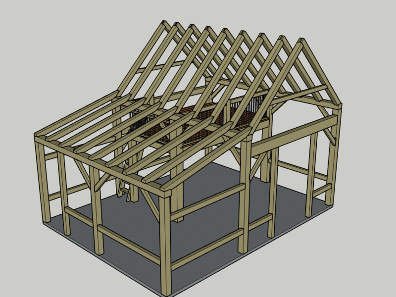 20x27 Hand Hewn Timber Frame House with Loft