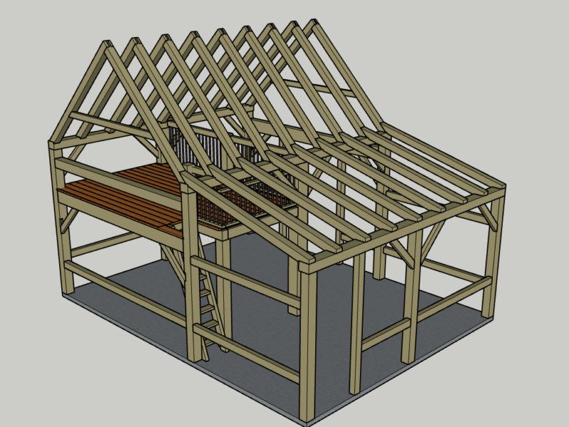 20x27 Hand Hewn Timber Frame House with Loft