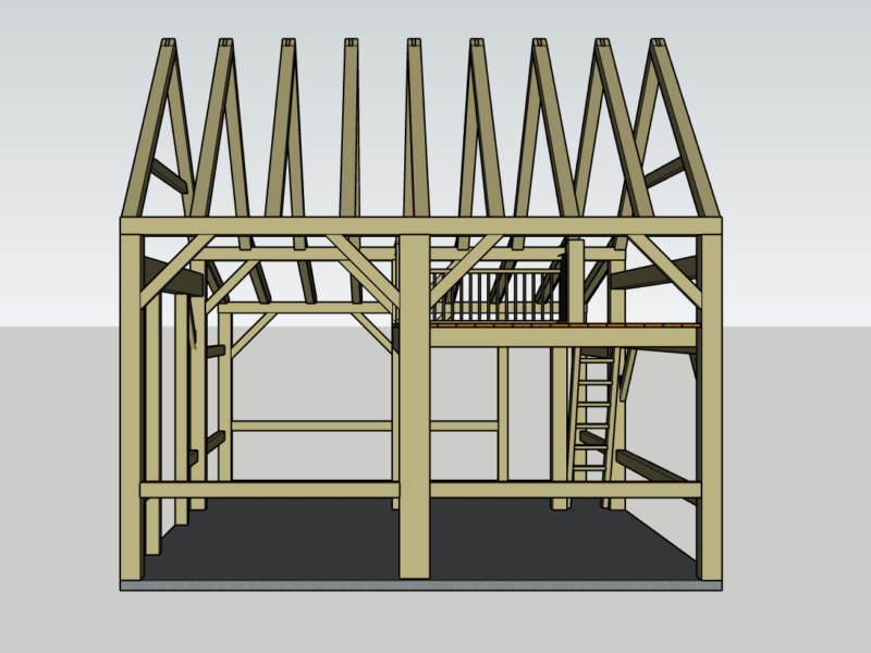 20x27 Hand Hewn Timber Frame House with Loft