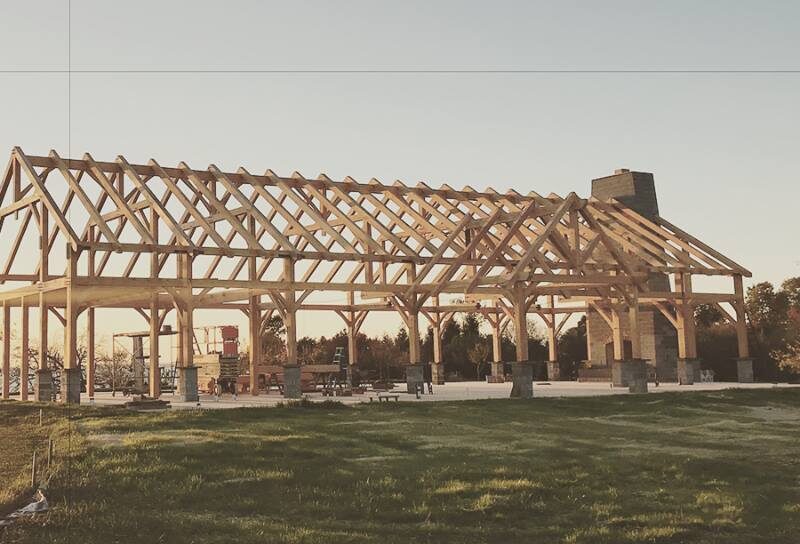 New construction of timber frame barns.