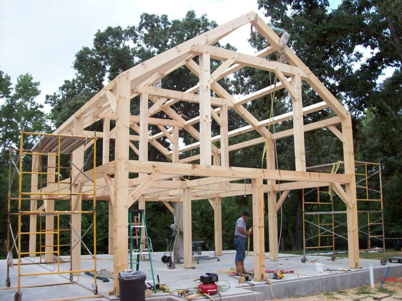 New construction of timber frame barns.