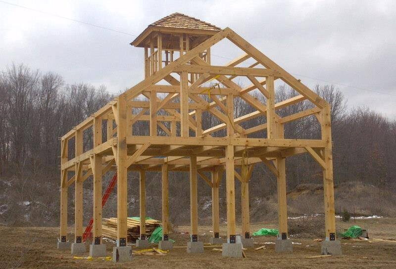 New construction of timber frame barns.